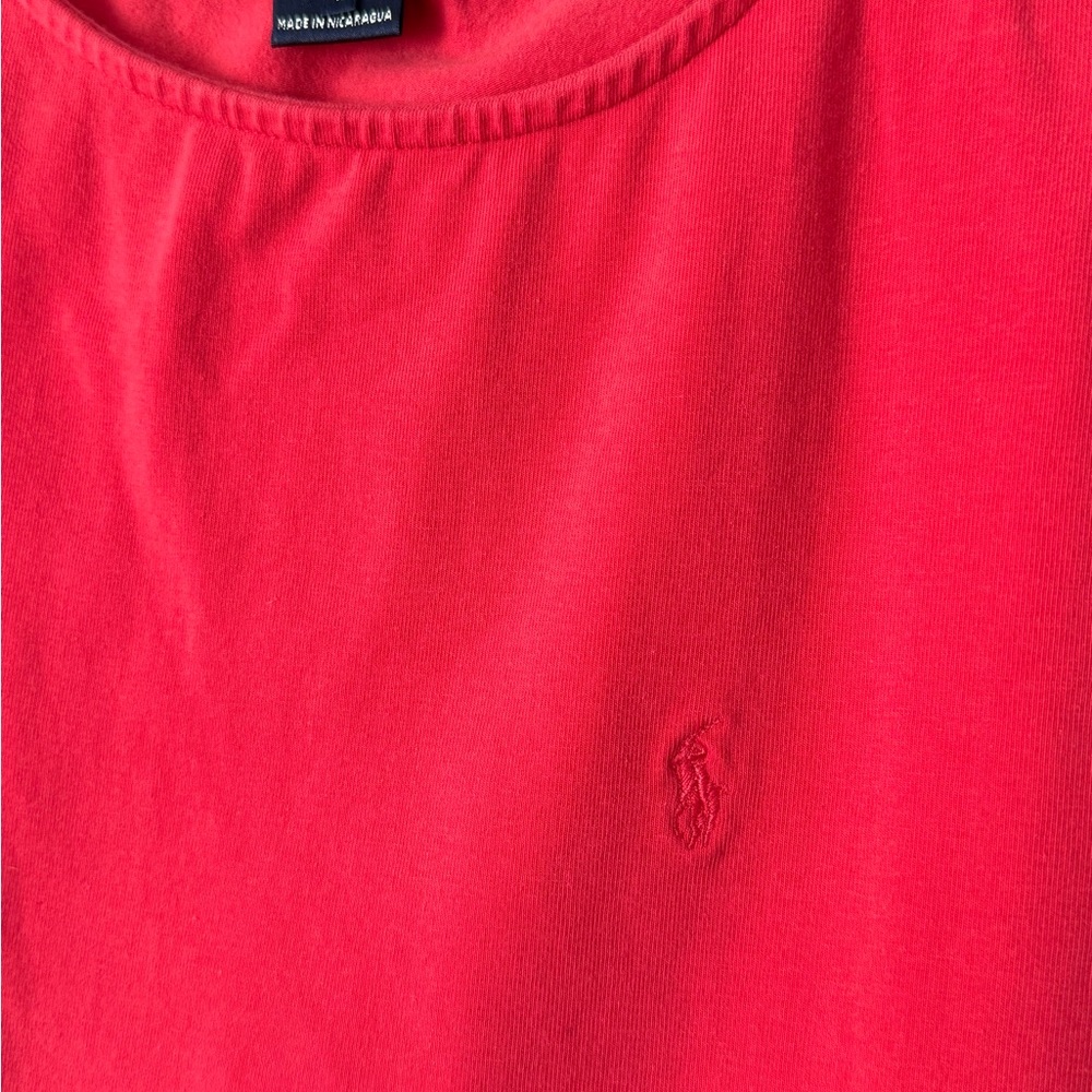 Ralph Lauren Sport Women’s Large Coral Sleeveless Tank Top Stretch Cotton Logo - Picture 2 of 6
